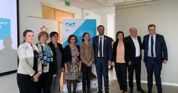 L'équipe de l'IMT et le président de Montpellier Méditerranée Agglométation